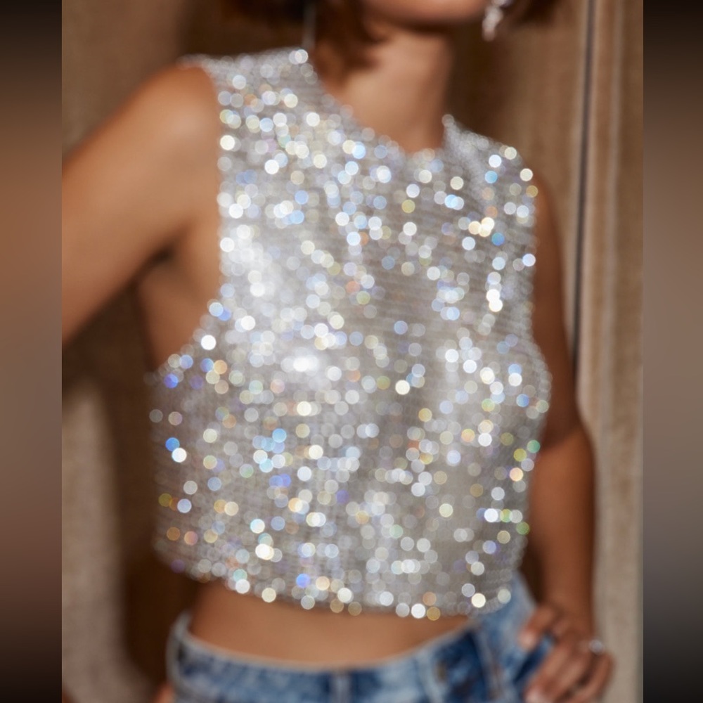 Silver Rhinestone Tank